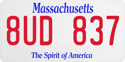 MA license plate 8UD837
