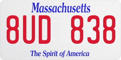 MA license plate 8UD838