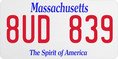 MA license plate 8UD839