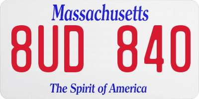 MA license plate 8UD840
