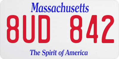 MA license plate 8UD842