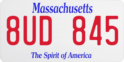 MA license plate 8UD845
