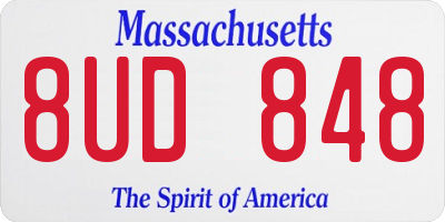 MA license plate 8UD848