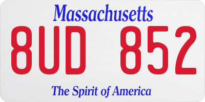 MA license plate 8UD852