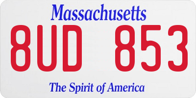 MA license plate 8UD853