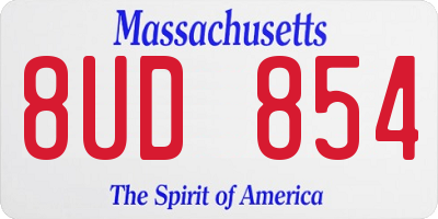 MA license plate 8UD854