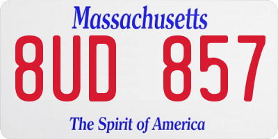 MA license plate 8UD857