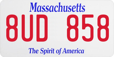 MA license plate 8UD858