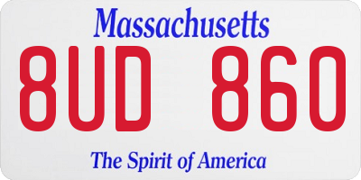 MA license plate 8UD860