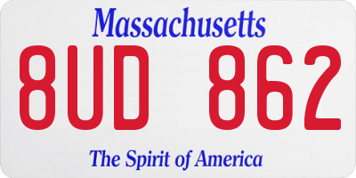 MA license plate 8UD862