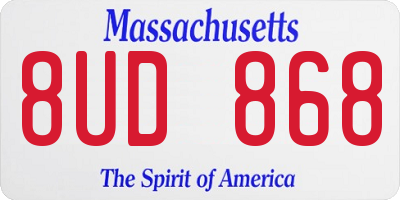 MA license plate 8UD868