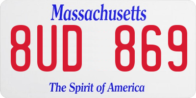 MA license plate 8UD869