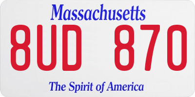 MA license plate 8UD870