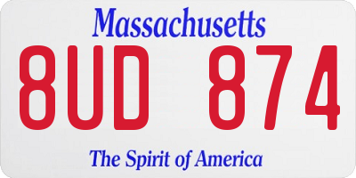 MA license plate 8UD874