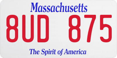 MA license plate 8UD875