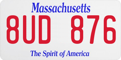 MA license plate 8UD876