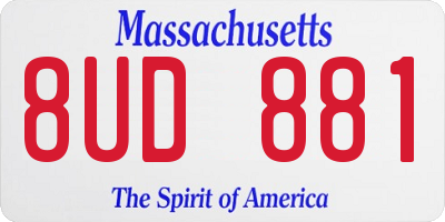 MA license plate 8UD881