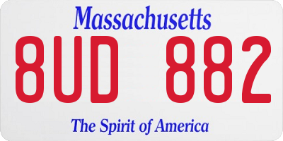 MA license plate 8UD882