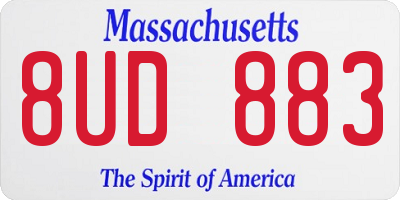 MA license plate 8UD883