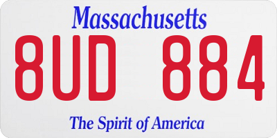 MA license plate 8UD884