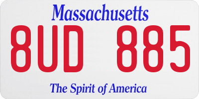 MA license plate 8UD885
