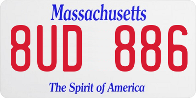MA license plate 8UD886