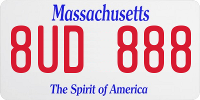 MA license plate 8UD888
