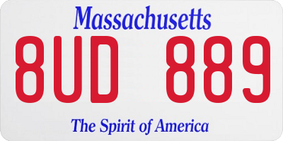 MA license plate 8UD889