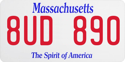 MA license plate 8UD890