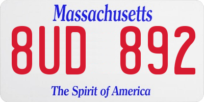 MA license plate 8UD892