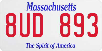 MA license plate 8UD893