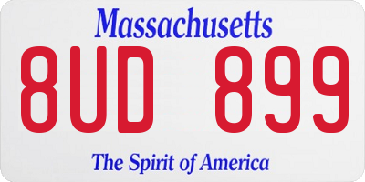 MA license plate 8UD899