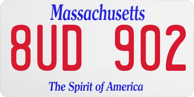 MA license plate 8UD902