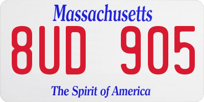 MA license plate 8UD905