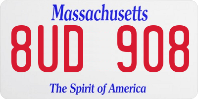 MA license plate 8UD908
