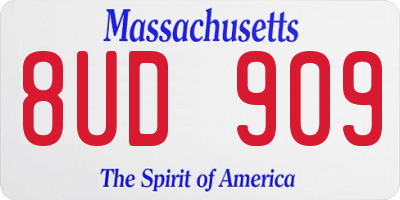 MA license plate 8UD909