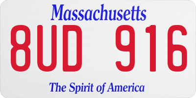 MA license plate 8UD916