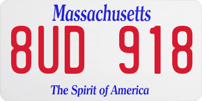 MA license plate 8UD918