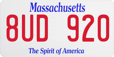 MA license plate 8UD920