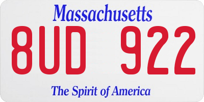 MA license plate 8UD922