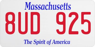 MA license plate 8UD925