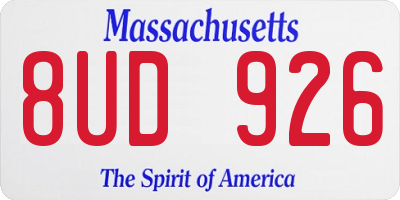 MA license plate 8UD926