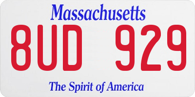 MA license plate 8UD929
