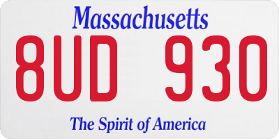 MA license plate 8UD930