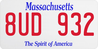 MA license plate 8UD932