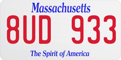 MA license plate 8UD933