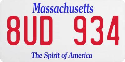 MA license plate 8UD934