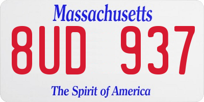 MA license plate 8UD937