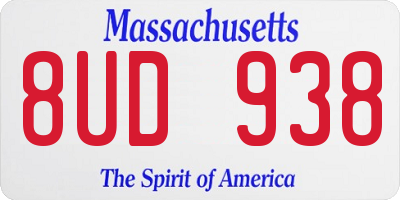 MA license plate 8UD938