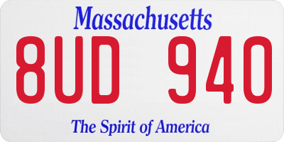 MA license plate 8UD940
